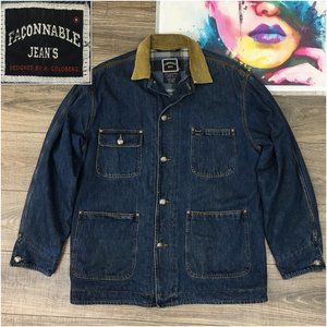 Vintage Faconnable Denim Blanket Lined Chore Jacket Men's Size M Blue Work Coat